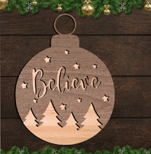 Load image into Gallery viewer, Believe Christmas Tree Ornament Svg Glowforge Files
