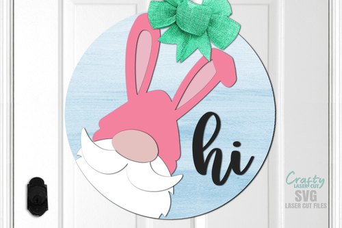 Easter Door Hanger SVG - Laser Cut Files - Gnome SVG - Bunny Ears SVG - Welcome Sign Svg - Gnome Door Sign - Easter Bunny - Glowforge Files - svg files for cricut