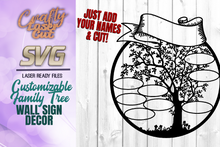 Load image into Gallery viewer, Personalized Family Tree Round Sign SVG Glowforge Files
