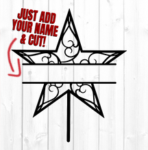 Load image into Gallery viewer, Tree Topper Star Svg Glowforge Files - Customizable Family Christmas Star EPS Laser Cut File
