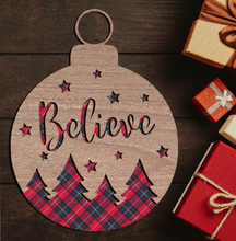Load image into Gallery viewer, Believe Christmas Tree Ornament Svg Glowforge Files

