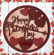 Load image into Gallery viewer, Personalized Valentine Hearts Round Sign SVG Glowforge Files
