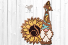 Load image into Gallery viewer, Monogram Sunflower Gnome Sign SVG Glowforge Files Laser Cut Files
