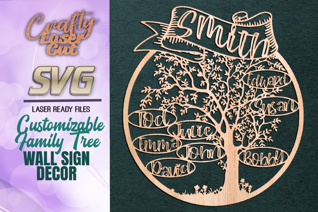 Personalized Family Tree Round Sign SVG Glowforge Files