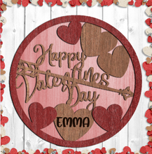 Load image into Gallery viewer, Personalized Valentine Hearts Round Sign SVG Glowforge Files
