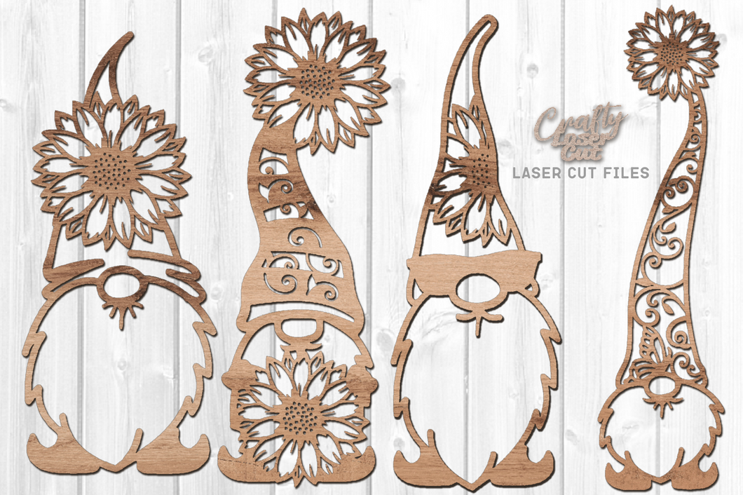 Sunflower Garden Gnome SVG Glowforge Files Laser Cut Files Bundle