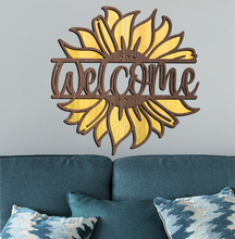 Load image into Gallery viewer, Sunflower Welcome Sign SVG Glowforge Files
