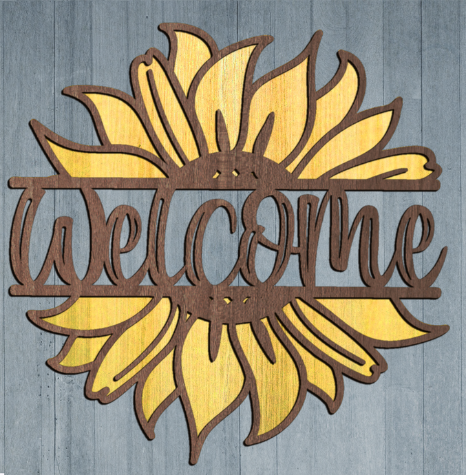 Sunflower Welcome Sign SVG Glowforge Laser Cut Files