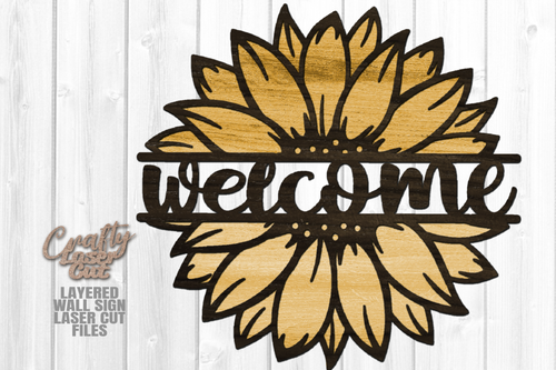 Welcome Sunflower Sign SVG Glowforge File Laser Cut Files