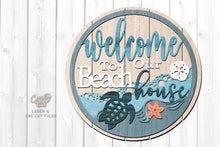 Load image into Gallery viewer, Beach Welcome Sign SVG Laser Cut Files | Turtle Welcome Sign SVG | Beach Door Hanger 
