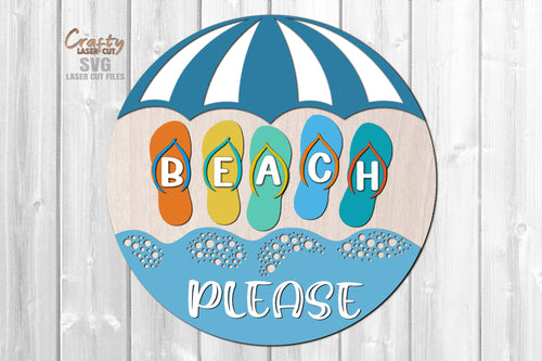 Beach Door Hanger SVG Laser Cut Files | Flip Flop SVG | Beach SVG | Beach Please Sign 