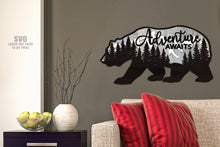 Load image into Gallery viewer, Adventure Bear SVG Laser Cut Files | Mountain Bear Sign SVG Glowforge Files
