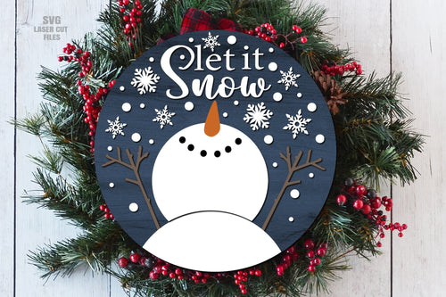Let It Snow SVG Laser Cut Files | Christmas Snowman Sign SVG