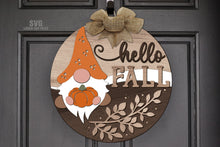 Load image into Gallery viewer, Fall Gnome Door Hanger SVG - Laser Cut Files - Fall Gnome SVG - Pumpkin Svg - Welcome Sign SVG - Glowforge Files
