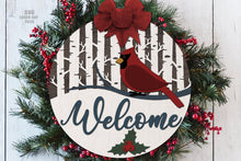 Load image into Gallery viewer, Cardinal Door Hanger SVG Laser Cut Files | Cardinal SVG | Christmas Sign SVG
