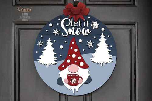 Christmas Gnome SVG Laser Cut Files | Let It Snow SVG