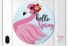 Load image into Gallery viewer, Flamingo SVG Laser Cut Files | Hello Spring SVG | Hibiscus SVG Glowforge Files
